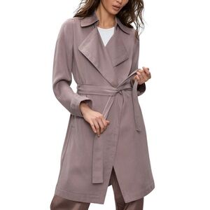 Aritzia Babaton Maximo Belted Trench Coat Taupe Brown Drapey Tencel Sz XS